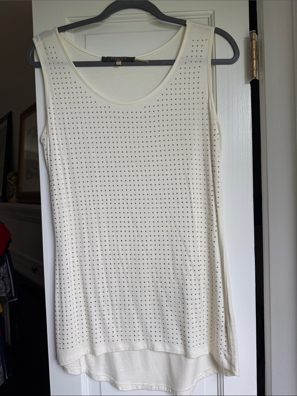Milano Cream Sleeveless Studded Tank